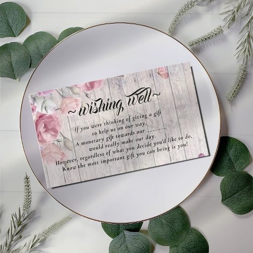 Rustic Floral Wishing Well for Wedding Enclosure Card