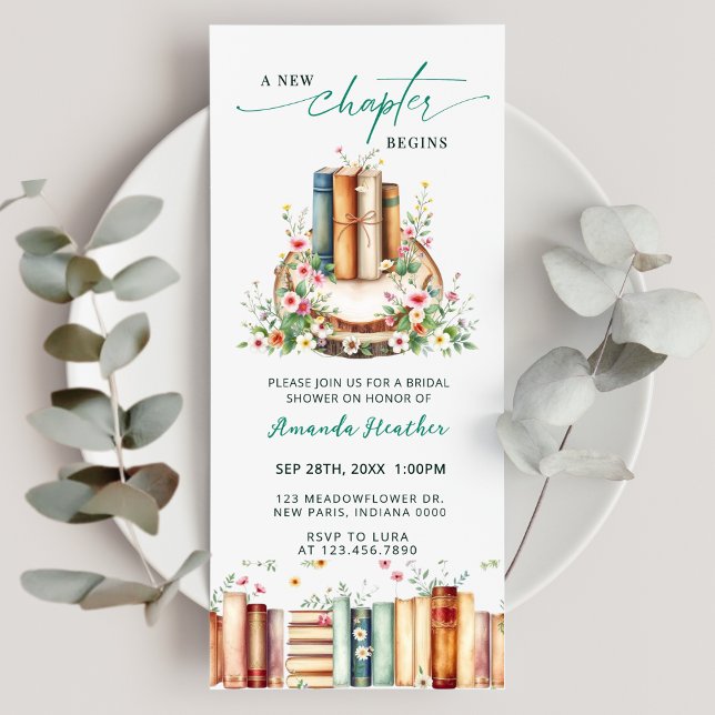 Rustic Floral Wood Books Bridal Shower Invitation Bookmarks (Creator Uploaded)