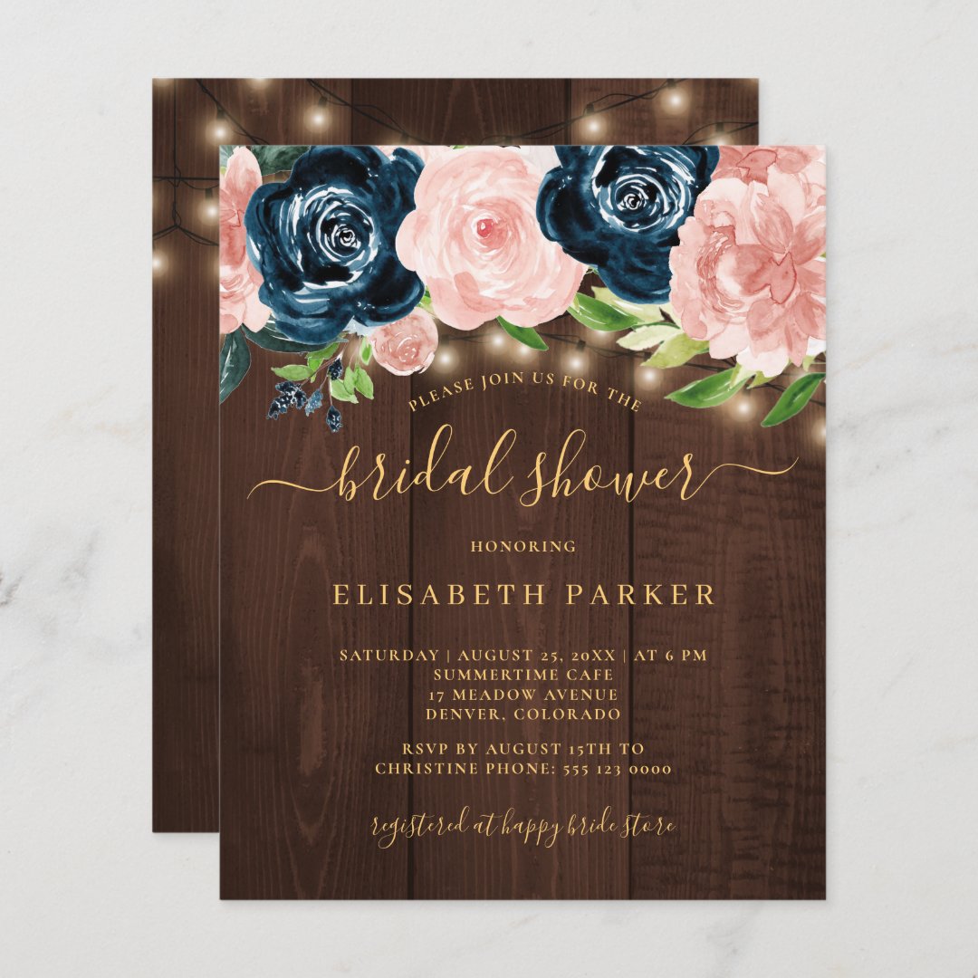 Rustic Floral Wood Budget Bridal Shower Invitation Zazzle   Rustic Floral Wood Budget Bridal Shower Invitation R61276ca5dc724052983f967a14e151dc Tcx2r 1080 