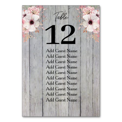 Rustic Floral Wood Table Number Seating Chart