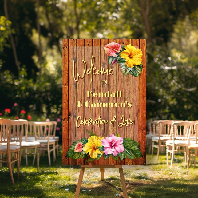 Rustic Floral Wood Wedding Welcome Foam Board (Creator Uploaded)