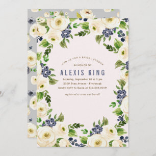 Rustic Floral Wreath Bridal Shower Invitation
