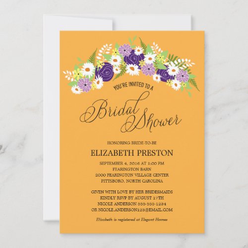 Rustic Floral Wreath Bridal Shower Custom Invitations