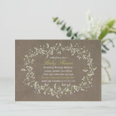 Rustic Floral Wreath & Burlap Baby Shower Invite (Standing Front)