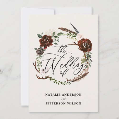 rustic floral wreath fall Save The Date Card