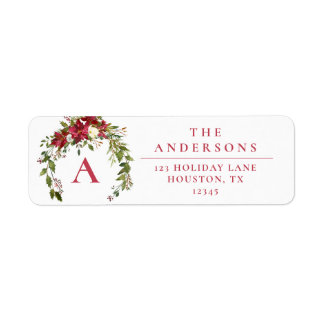 Rustic Floral Wreath Holiday Return Address Label