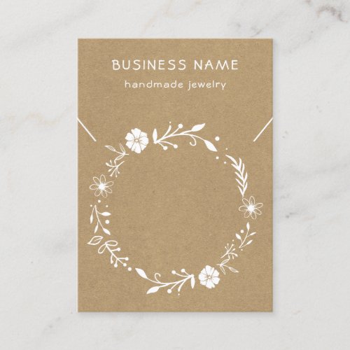 Rustic Floral Wreath Kraft Necklace Display Card