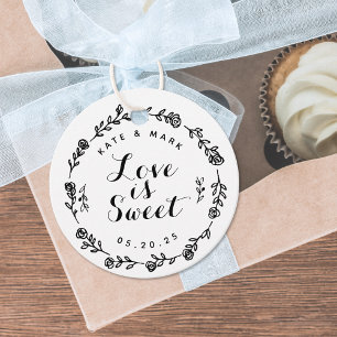 Rustic Floral Wreath Love is Sweet Wedding Favor Tags