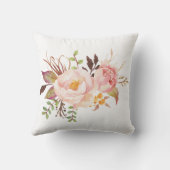 Rustic Floral Wreath Monogram Outdoor Pillow (Back)