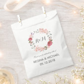 Rustic Floral Wreath Monogram Wedding Favor Bag (Clipped)