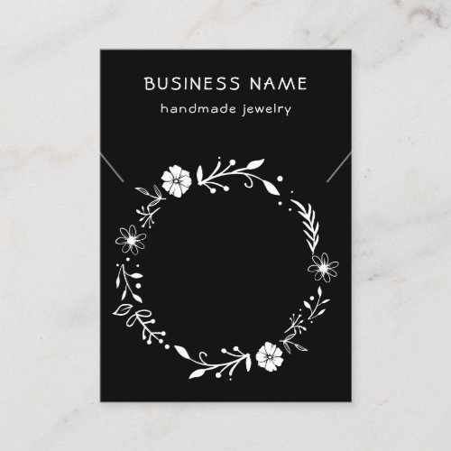 Rustic Floral Wreath Necklace Display Black Card
