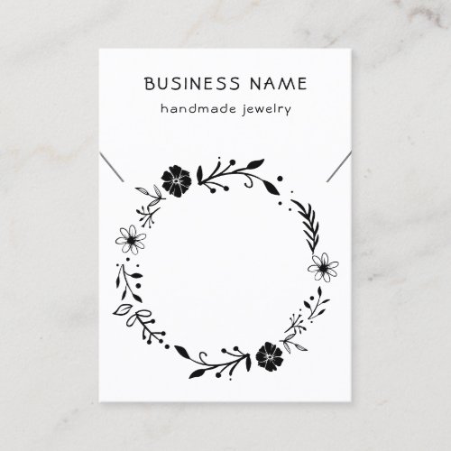 Rustic Floral Wreath Necklace Display Holder Card
