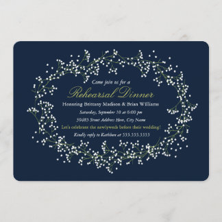Rustic Floral Wreath Rehearsal Dinner Invite