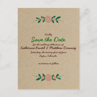Rustic Floral Wreath Save the Date Announcement Postcard