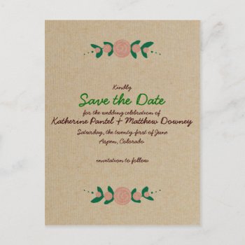 Rustic Floral Wreath Save The Date Announcement Postcard by envelopmentswedding at Zazzle
