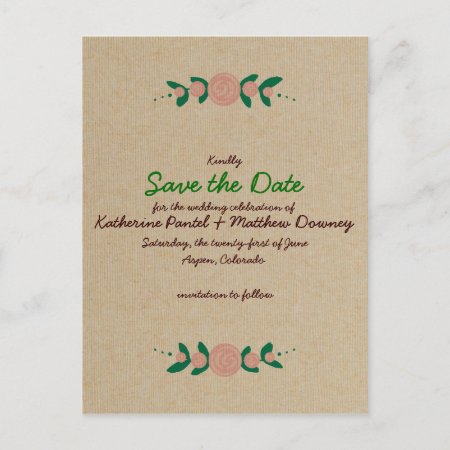 Rustic Floral Wreath Save The Date Announcement Postcard