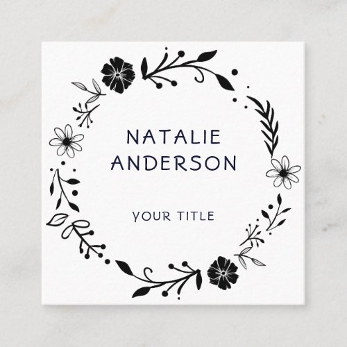 Rustic Floral Wreath Square Business Card