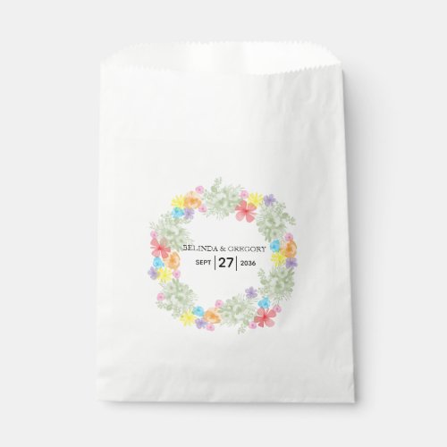 Rustic Floral Wreath Wedding Favor Bag