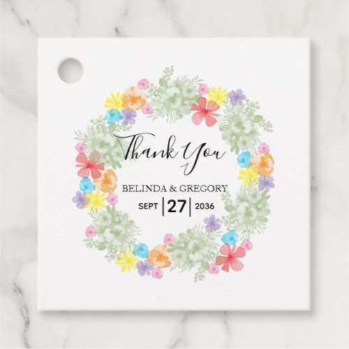 Rustic Floral Wreath Wedding Gift Favor Tags