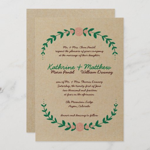 Rustic Floral Wreath Wedding Invitation | Zazzle