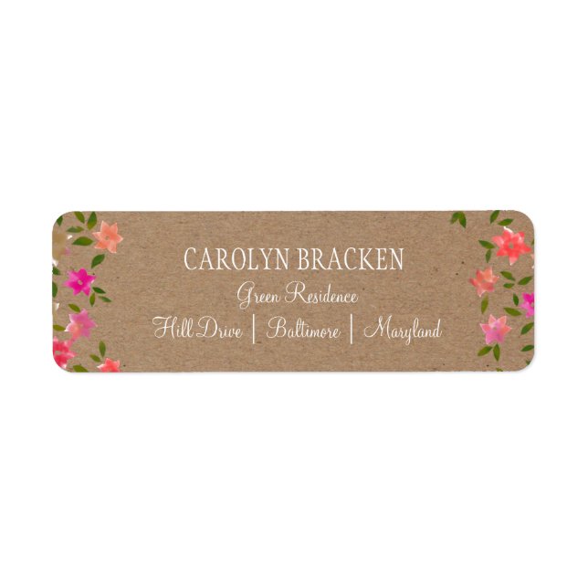 Rustic Floral Wreath Wedding Label (Front)