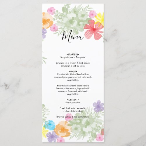 Rustic Floral Wreath Wedding Menu