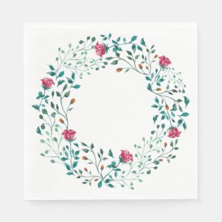 Rustic Floral Wreath | Wedding Paper Napkins