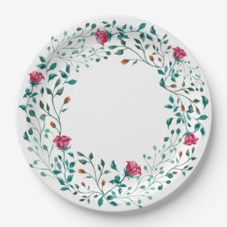 Rustic Floral Wreath | Wedding Paper Plates