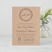 Rustic Floral Wreath Wedding Photo Invitation (Standing Front)