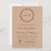 Rustic Floral Wreath Wedding Photo Invitation (Front)