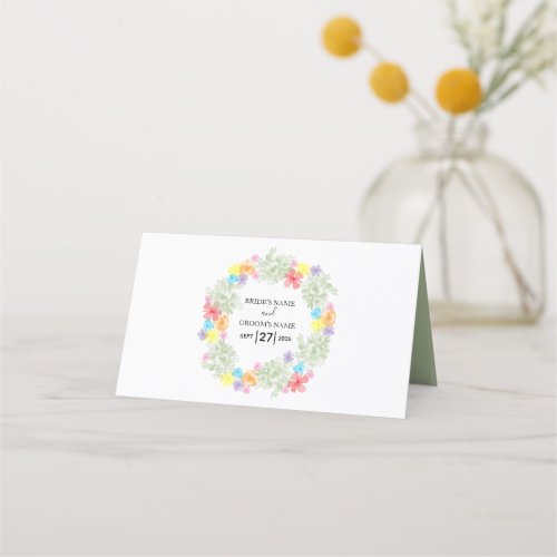 Rustic Floral Wreath Wedding Place Card