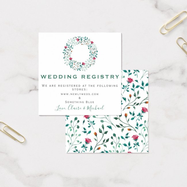 Rustic Floral Wreath | Wedding Registry Insert
