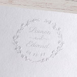 Rustic Floral Wreath Wedding Save the Date Embosser<br><div class="desc">Custom-designed wedding embossers featuring modern hand calligraphy names with elegant rustic floral wreath design.</div>