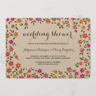 Rustic Floral Wreath Wedding Shower Invitation