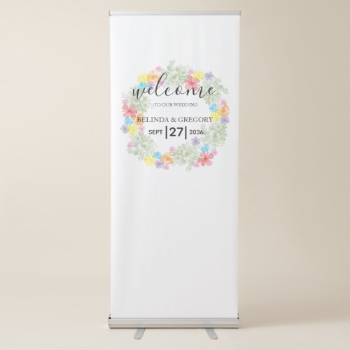Rustic Floral Wreath Wedding Welcome Sign