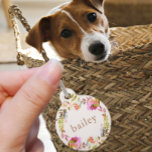 Rustic Floral Wreath with Pet's Name and Phone Pet ID Tag<br><div class="desc">Beautiful and colorful rustic floral wreath in with pet's name and contact phone number.</div>