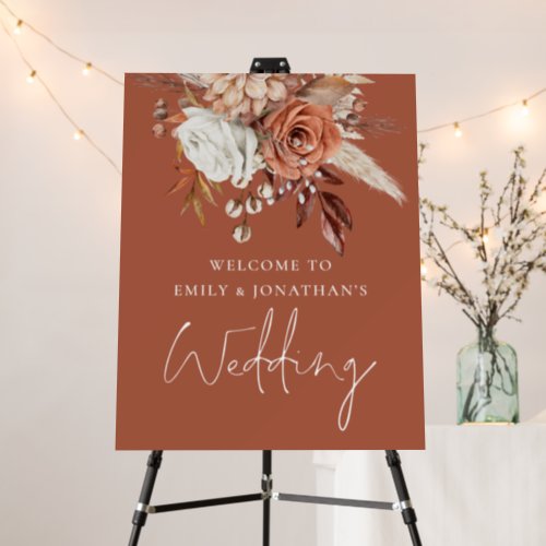 Rustic Florals Autumn Terracotta Welcome Wedding Foam Board