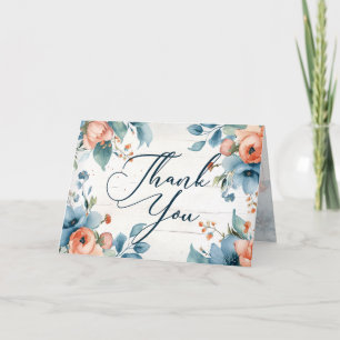 Rustic Florals Blank Thank You Card