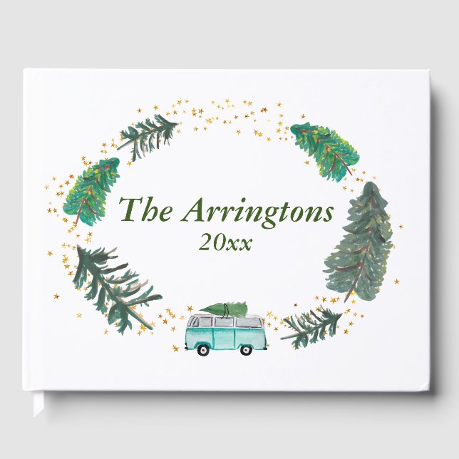 Rustic Florals Farmhouse Camper Personalized Guest Book (Front)