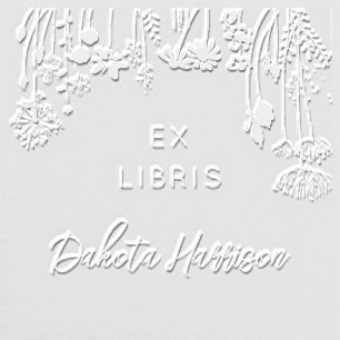 Rustic Florals Modern Script Custom Library Book Embosser