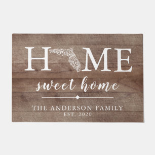 Rustic FLORIDA Personalized State Doormat