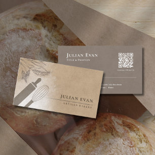 Rustic Flour Whisk Pastry Chef Artisan Bakery Business Card