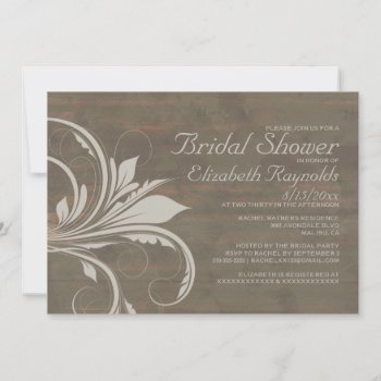 Rustic Flourish Bridal Shower Invitations by topinvitations at Zazzle