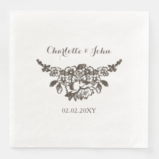 Rustic Flourish Vintage Wedding Paper Dinner Napkins