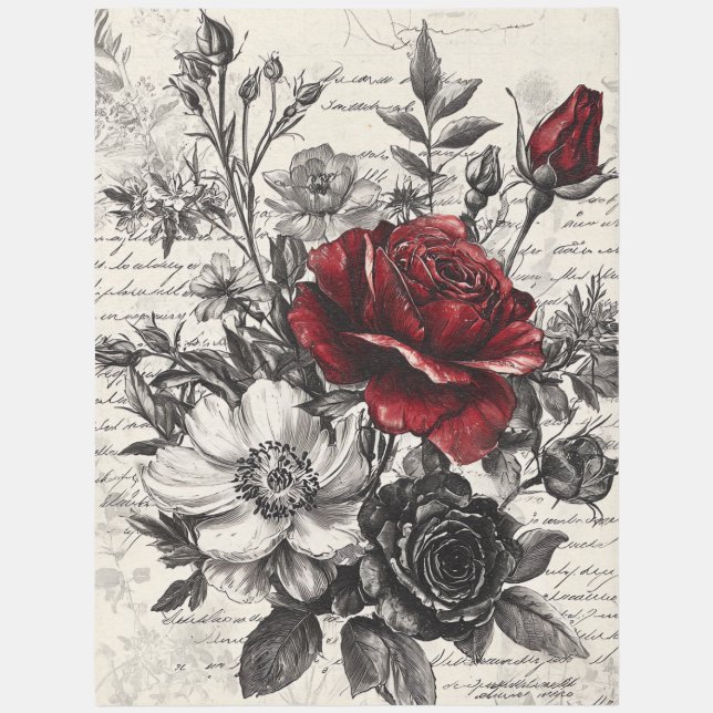 Rustic Flower and Calligraphy - Aged Brown Paper 3 Outdoor Rug (Front (Vertical))