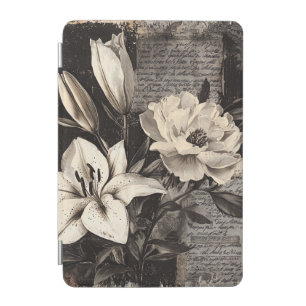 Rustic Flower and Calligraphy - Aged Brown Paper 4 iPad Mini Cover