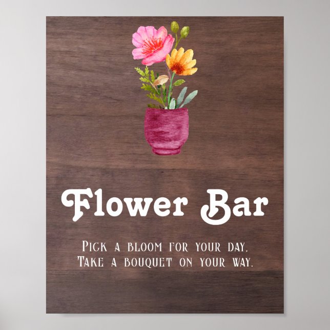 Rustic Flower Bar Mason Jar Poster (Front)