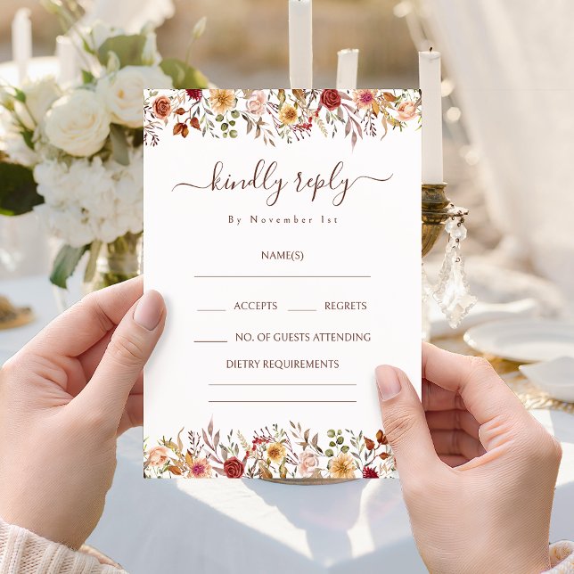 Rustic Flower Bloom Bohemian Wedding RSVP Cards (Creator Uploaded)