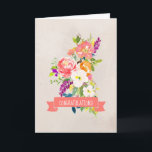Rustic Flower Bouquet Wedding Congratulations Card<br><div class="desc">Congratulations card with rustic flower bouquet watercolor design and neutral brown background.</div>