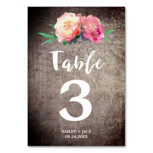 Rustic Flower Bouquet Wedding Table Number